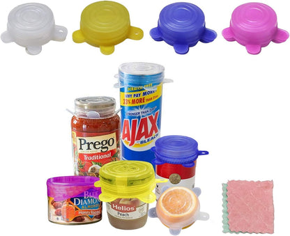 Silicone Stretch Lids with Hanging Hole,14 Pack Small Lids,Reusable Durable Silicon Food Storage Cover for Cups Small Bowls Soda Can Oui Yogurt Jars,The Same Sizes of 2.5 Inches