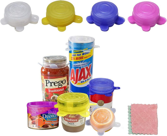 Silicone Stretch Lids with Hanging Hole,14 Pack Small Lids,Reusable Durable Silicon Food Storage Cover for Cups Small Bowls Soda Can Oui Yogurt Jars,The Same Sizes of 2.5 Inches