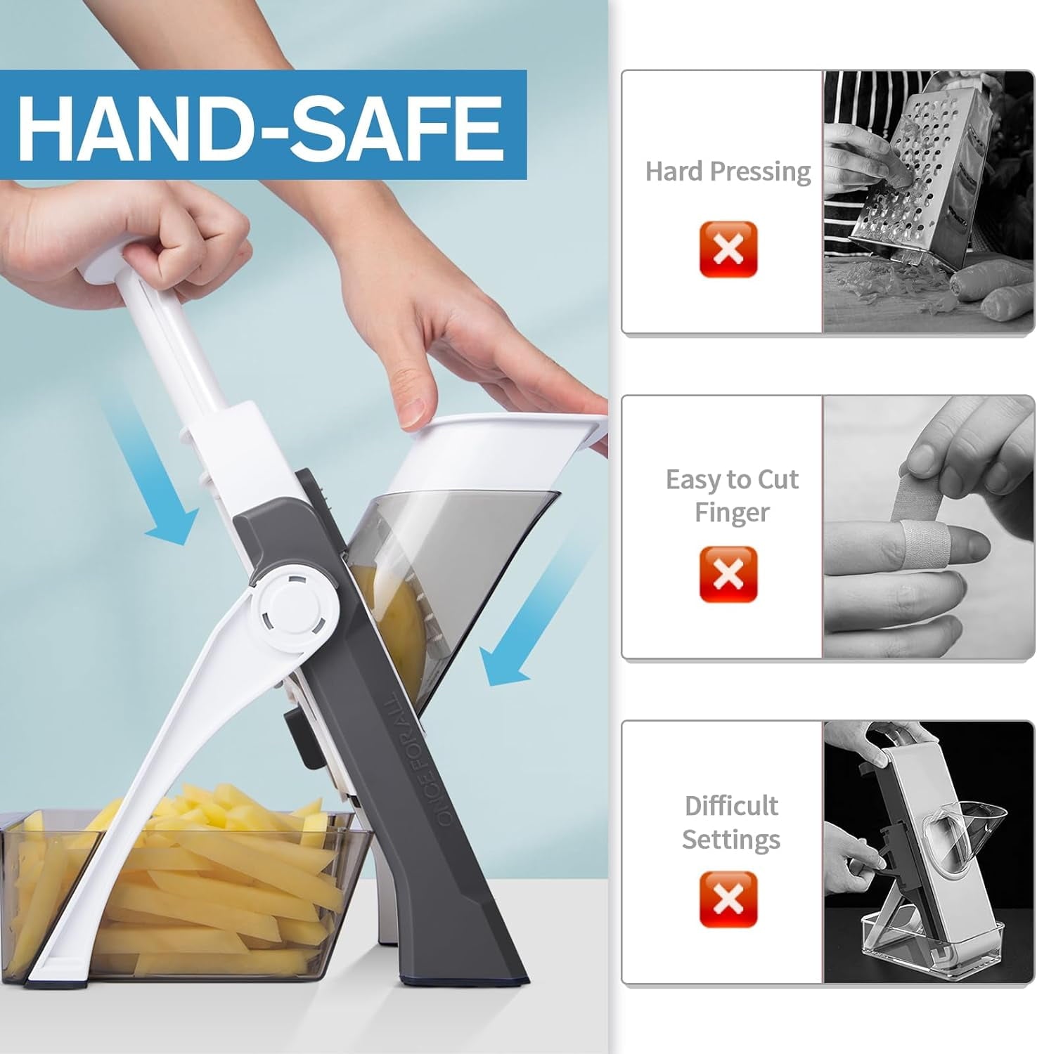 Mandoline Slicer for Kitchen, Vegetable Cutter Food Shredder Dicer Chopper, Gray
