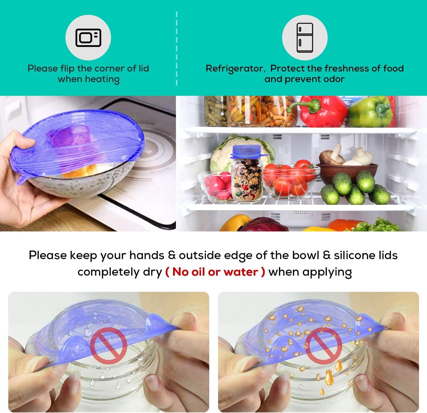 Silicone Stretch Lids with Hanging Hole,14 Pack Small Lids,Reusable Durable Silicon Food Storage Cover for Cups Small Bowls Soda Can Oui Yogurt Jars,The Same Sizes of 2.5 Inches