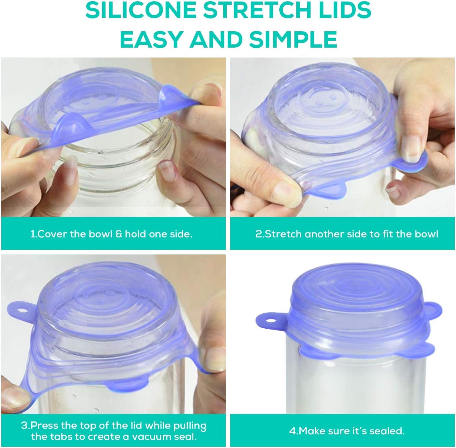 Silicone Stretch Lids with Hanging Hole,14 Pack Small Lids,Reusable Durable Silicon Food Storage Cover for Cups Small Bowls Soda Can Oui Yogurt Jars,The Same Sizes of 2.5 Inches