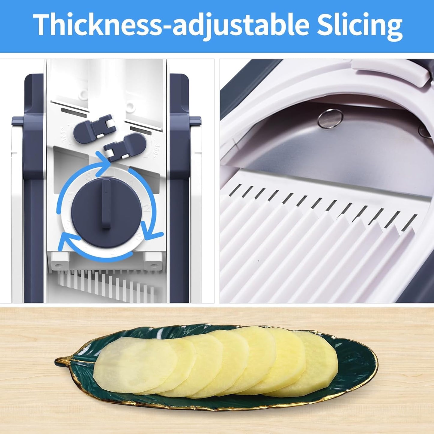 Mandoline Slicer for Kitchen, Vegetable Cutter Food Shredder Dicer Chopper, Gray