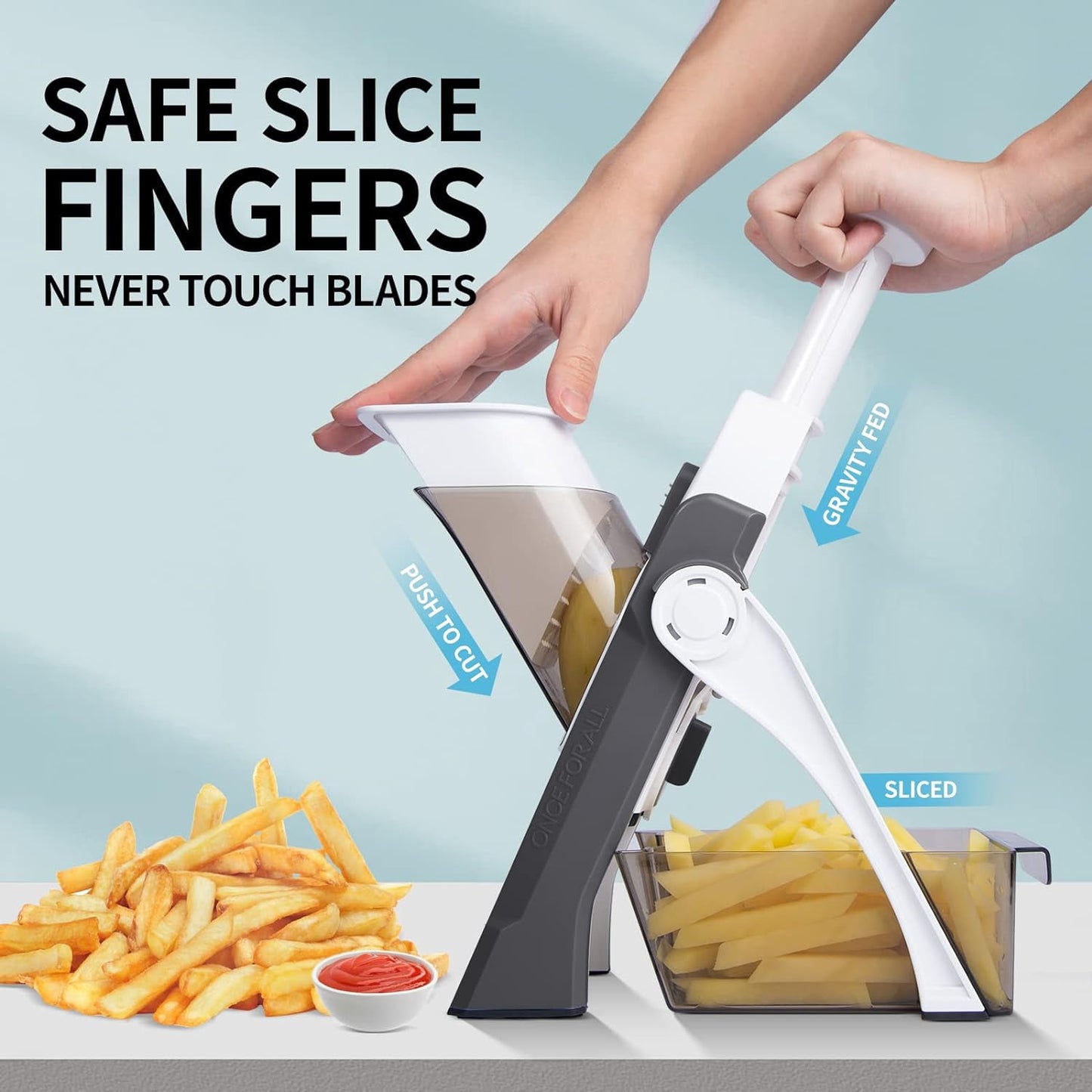 Mandoline Slicer for Kitchen, Vegetable Cutter Food Shredder Dicer Chopper, Gray