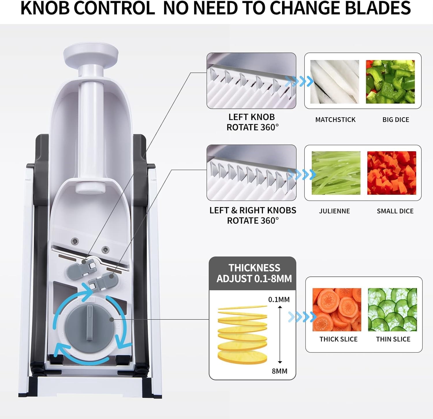 Mandoline Slicer for Kitchen, Vegetable Cutter Food Shredder Dicer Chopper, Gray